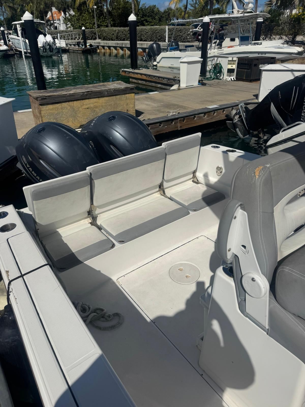 Twin Yamaha outboards and stern seating